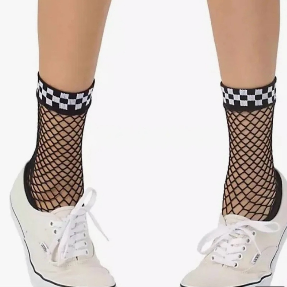 Vans Meshed Up Sock Crew Socks 1 Pair Black White New! NWT